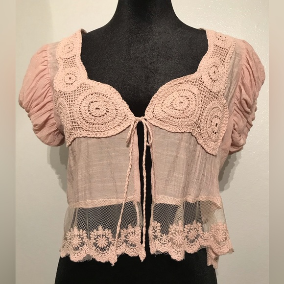 Poetry Clothing Womens Crop Jacket Size M with Lace & Crochet - Picture 6 of 9